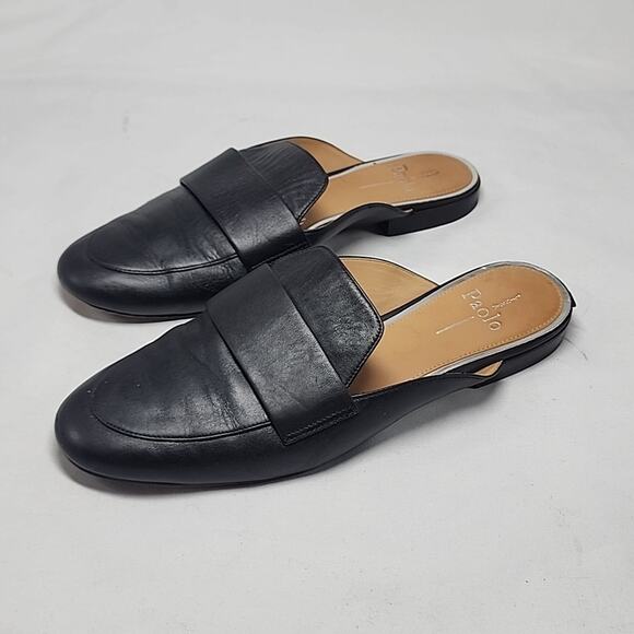 LINEA PAOLO ANNIE LOAFER MULES BLACK LEATHER LADIES 8 GUC - Picture 2 of 16